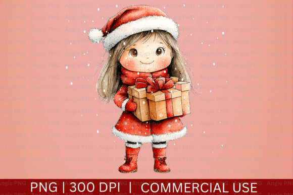 Christmas Kawaii Chibi Girl PNG Clipart: A Festive Design Asset