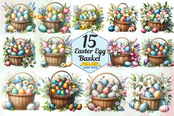 Elevate Your Spring Projects with Easter Egg Basket Sublimation Clipart