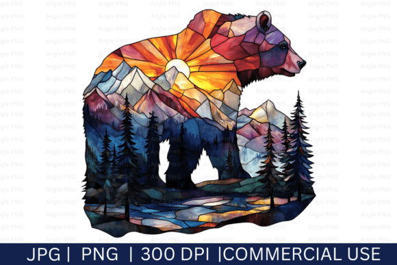 Stained Glass Bear PNG Clipart for Modern Design