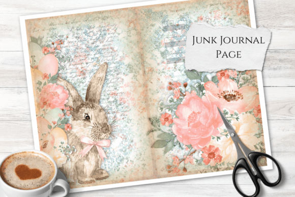 Vintage Bunny & Floral Easter Junk Journal Page