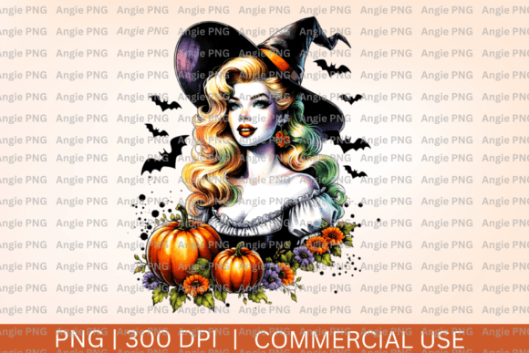 Vintage Witch Watercolor Halloween PNG for Designers