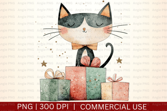 Whimsical Christmas Cat PNG: A Designer's Festive Asset
