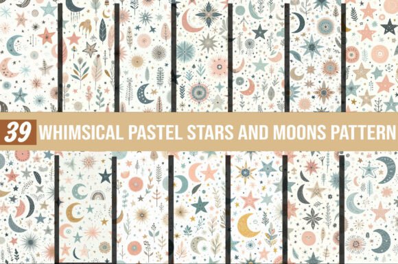 Whimsical Pastel Stars and Moons: A Designer's Dream Pattern